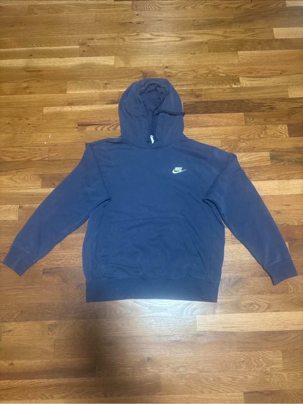 Nike Navy Blue Pullover Hoodie with White Swoosh